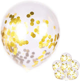 Gold Number 8 & Balloon Set - Large 32 Inch | Gold Confetti Balloons, Pack Of 5