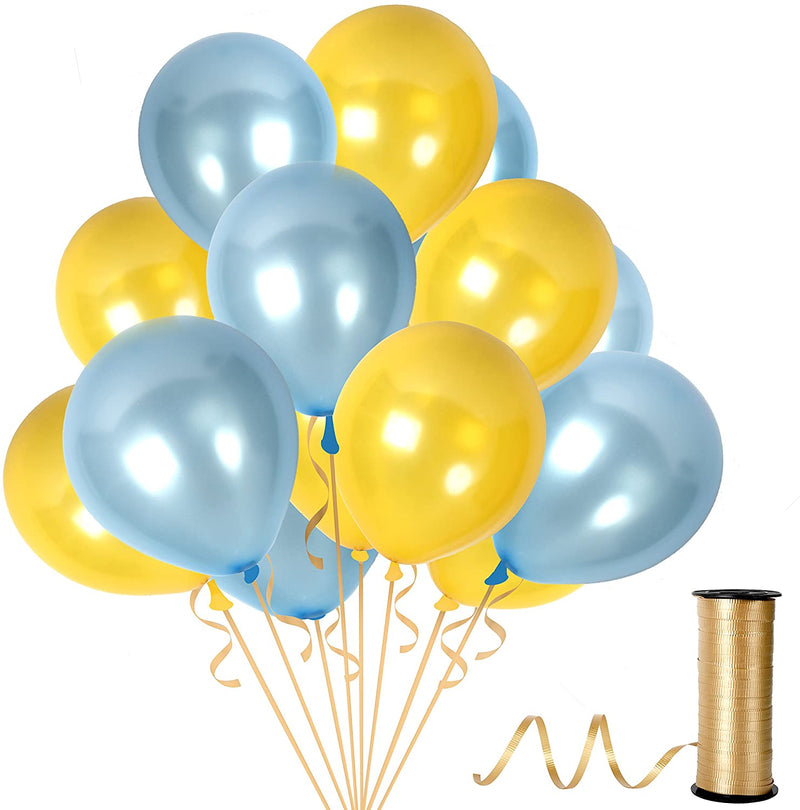 Metallic Golden And Blue Balloons Thick Latex Balloon