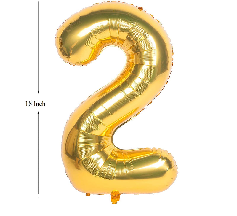 Gold Digit Foil Birthday Party Balloon Number 2