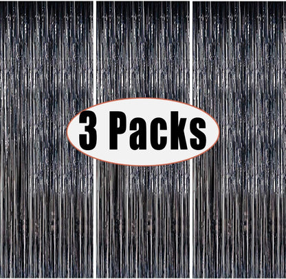 Black Metallic Tinsel Foil Fringe Curtains