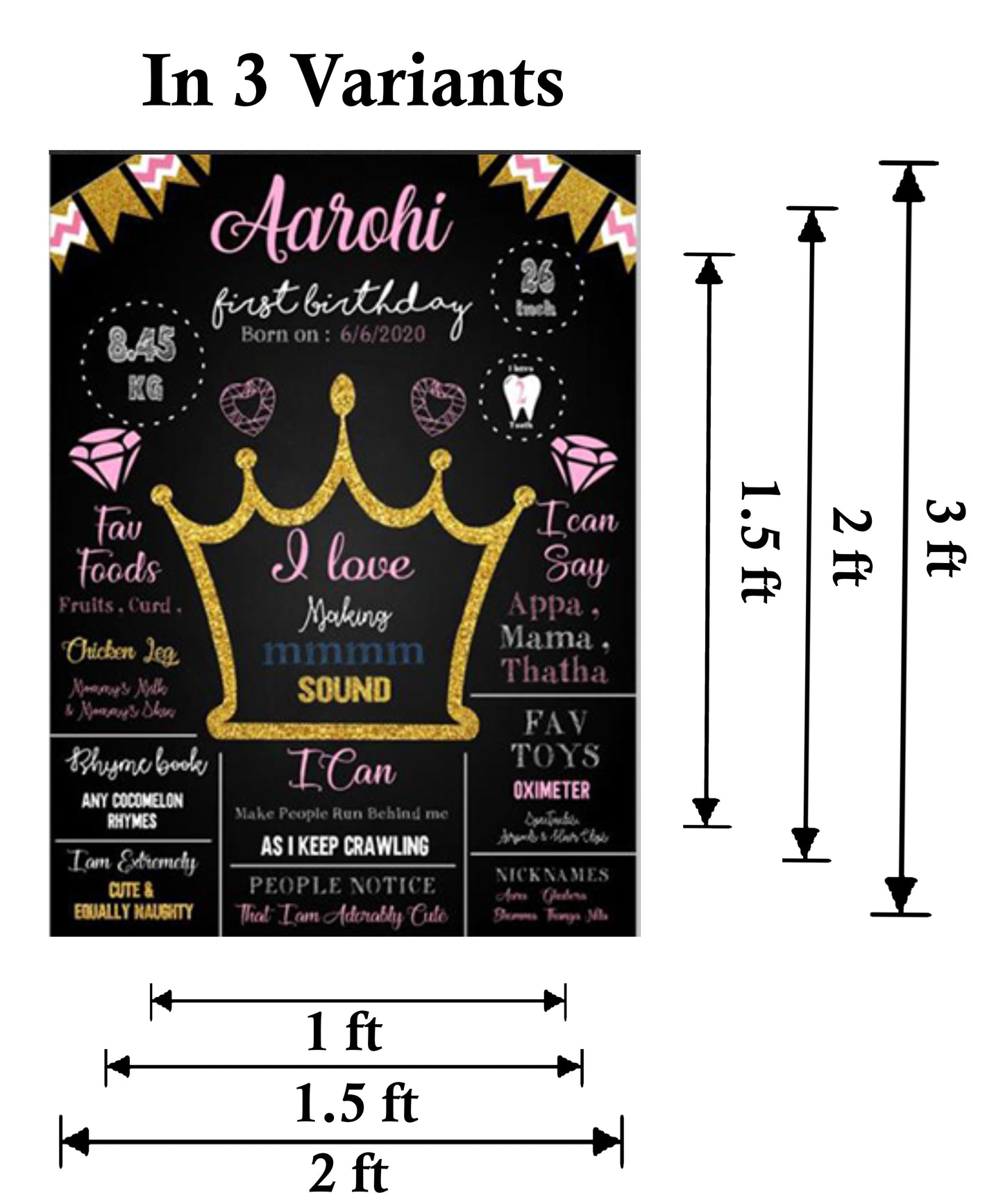 Princess Customized Chalkboard/Milestone Board for Kids Birthday Party