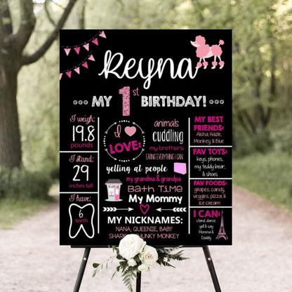 Paris Theme Customized Chalkboard/Milestone Board for Kids Birthday Party
