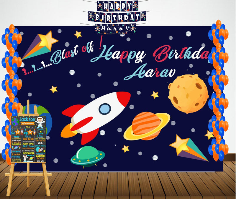Space Party Complete kit with Backdrop ,Banner and Chalkboard