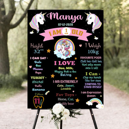 Unicorn Theme Customized Chalkboard/Milestone Board for Kids Birthday Party