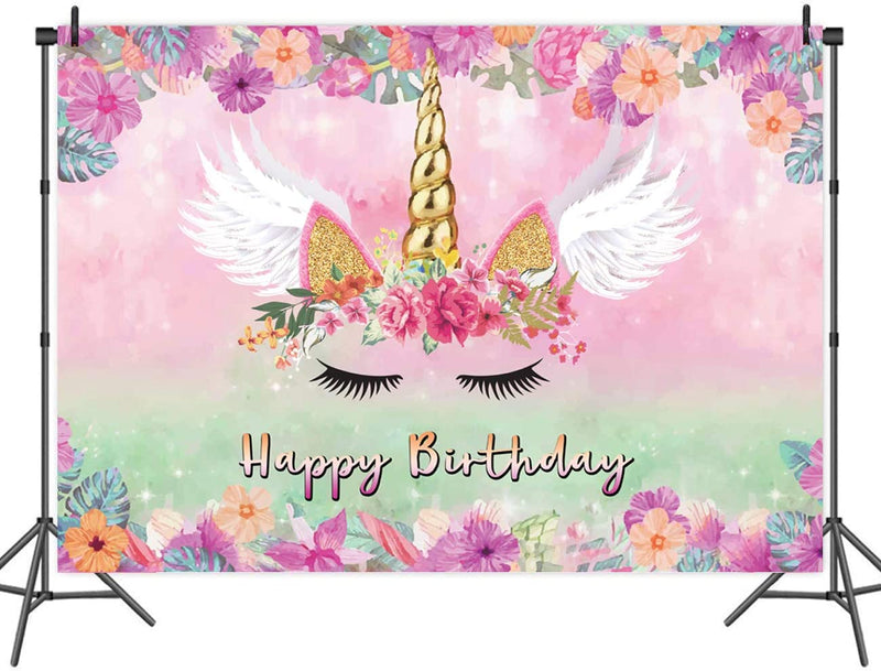 Personalize Unicorn Birthday Party Backdrop Banner