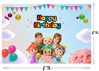 Cocomelon Theme Birthday Party Backdrop