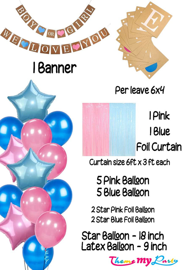 Boy Or Girl We Love You  Baby Shower Decoration kit Combo for Baby Shower Banner, Curtain and Balloons