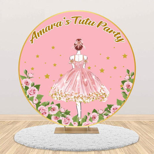 Ballerina Theme Round Birthday Party Backdrop