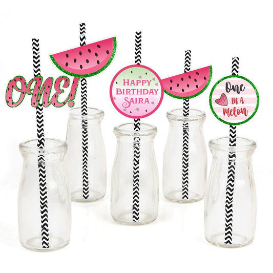 One In A Melon Theme Birthday Party Paper Decorative Straws