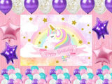 Unicorn Theme Birthday Party Decoration Kit with Backdrop & Balloons