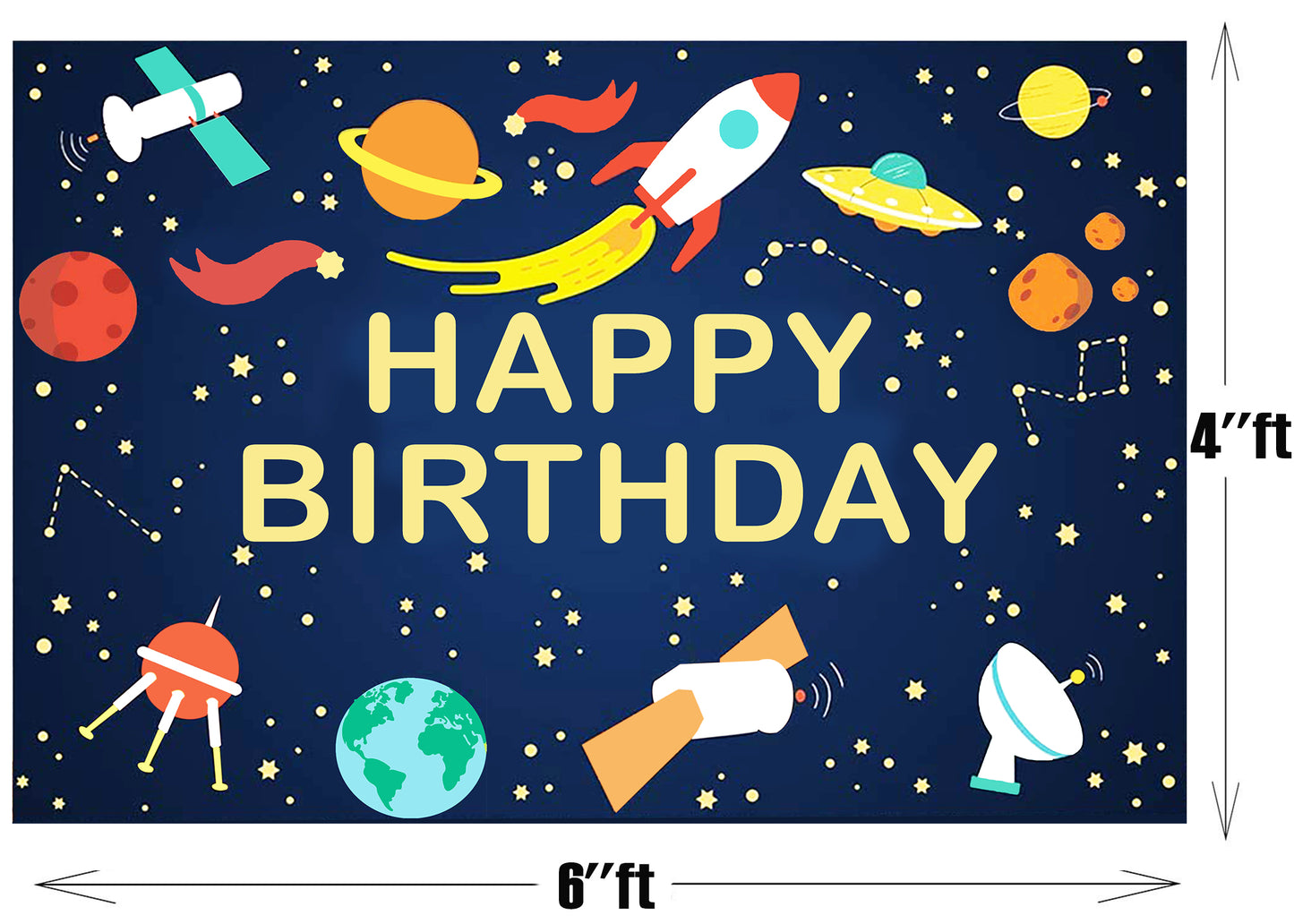 Space Theme Birthday Party Backdrop