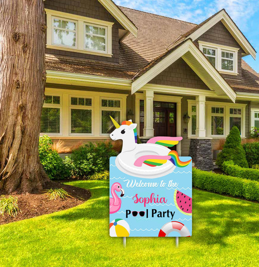 Pool Party Birthday Welcome Board for Decorations