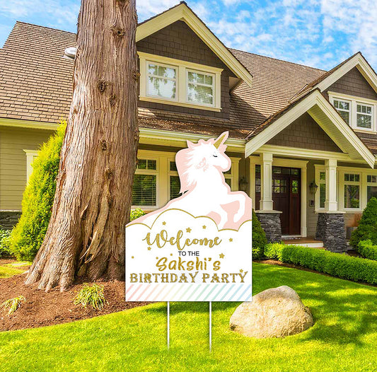 Unicorn Theme Birthday Party Welcome Board