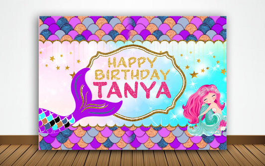 Mermaid Theme Birthday Party Backdrop