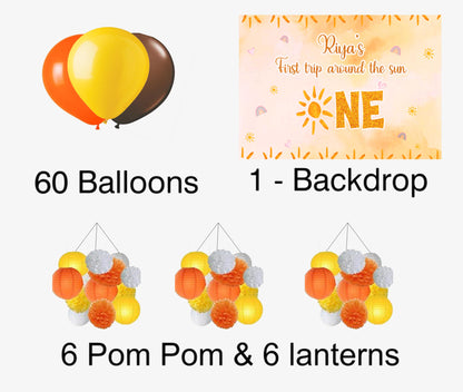 First Trip Around the Sun Theme Birthday Party Complete Decoration Kit