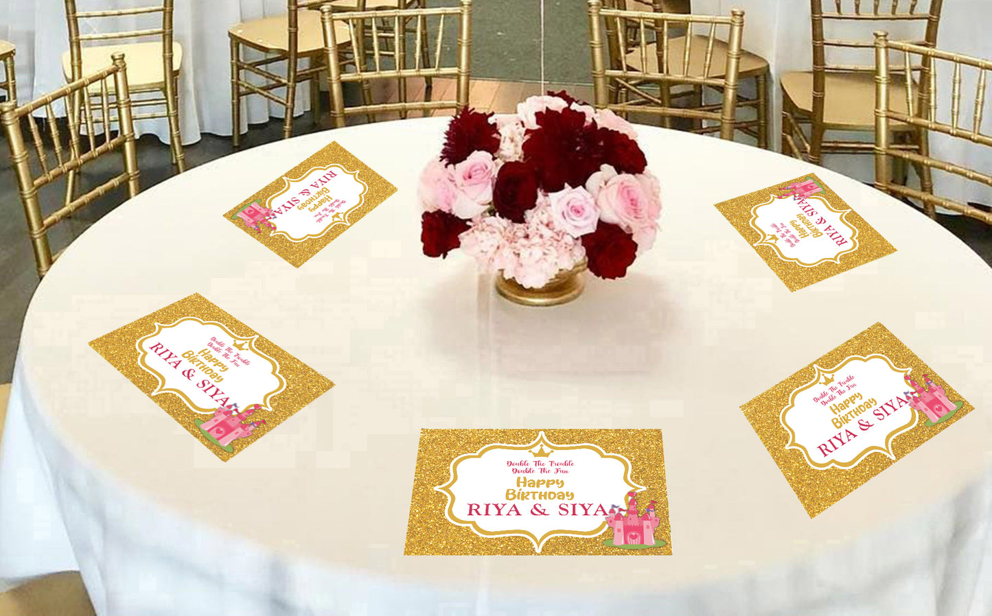 Twin Girls Theme Birthday Party Table Mats for Decoration