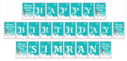 Winter Wonderland Theme Birthday Party Banner for Decoration