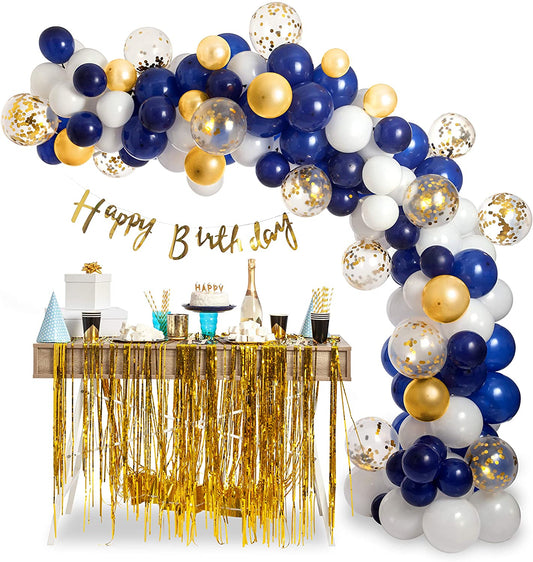 White Navy Blue Balloons Birthday Party Decoration