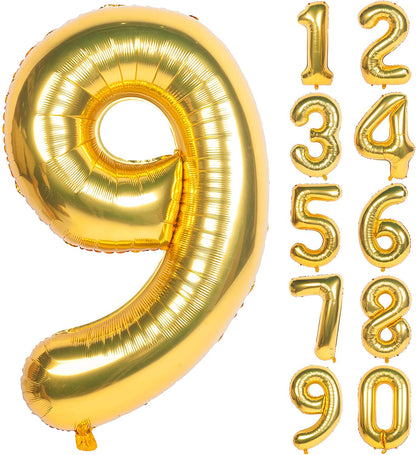 Gold Digit Foil Birthday Party Balloon Number 9