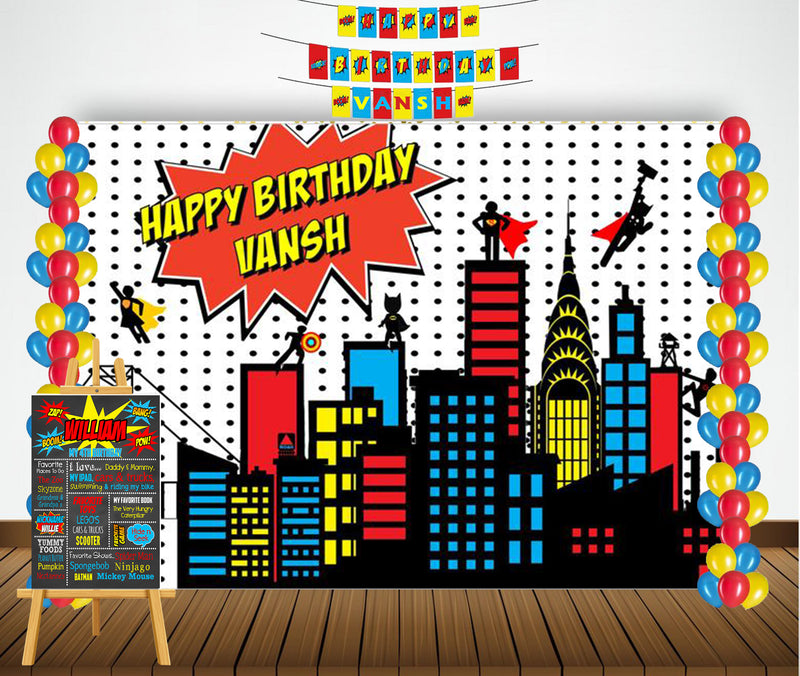 Super Hero Theme Birthday Party Personalized Complete Kit