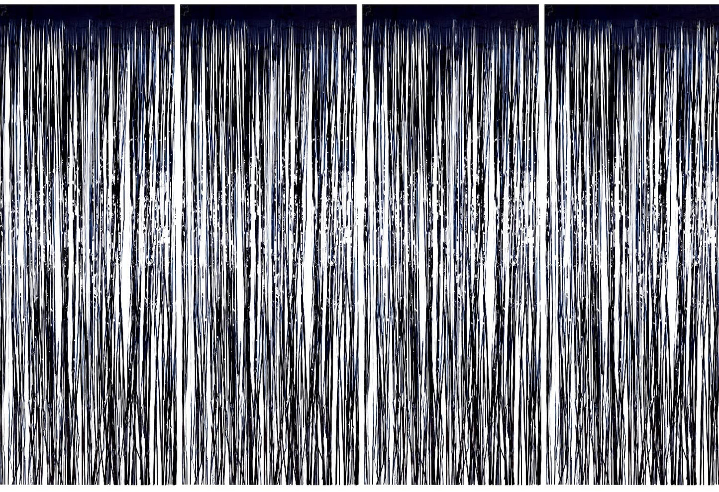 Black Metallic Tinsel Foil Fringe Curtains For Birthday Party Decorations
