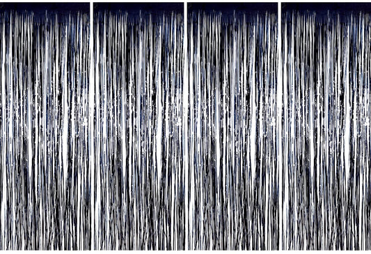 Black Metallic Tinsel Foil Fringe Curtains For Birthday Party Decorations