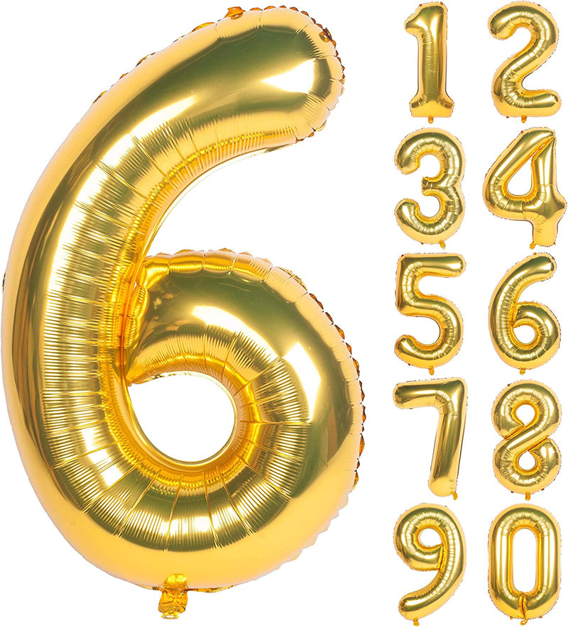 Gold Digit Foil Birthday Party Balloon Number 6