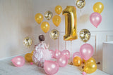 Metallic Gold And Pink Balloons and Gold Confetti Balloon