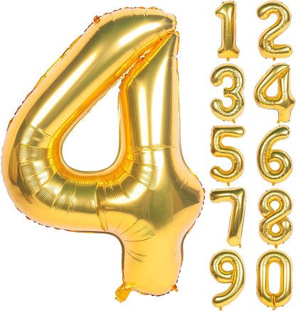 32 Inch Gold Digit Helium Foil Birthday Party Balloons Number 4