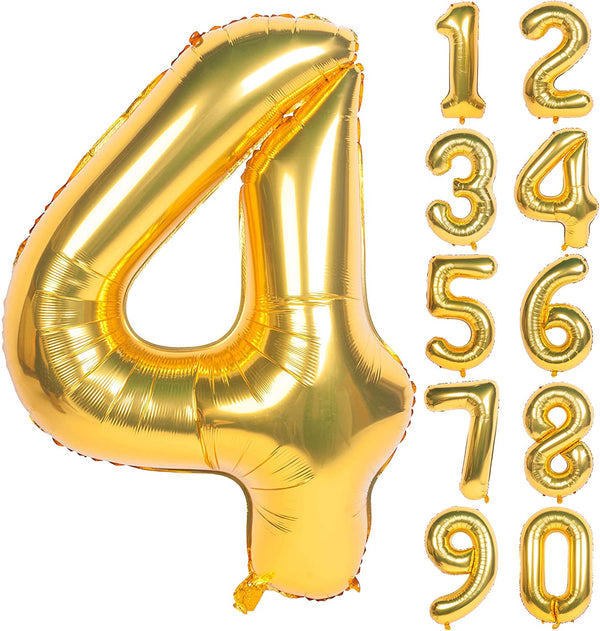 Gold Digit Foil Birthday Party Balloon Number 4