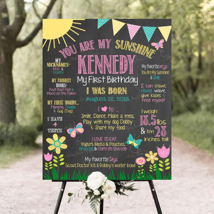 Sunshine Theme Customized Chalkboard/Milestone Board for Kids Birthday Party
