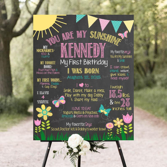 Sunshine Theme Customized Chalkboard/Milestone Board for Kids Birthday Party