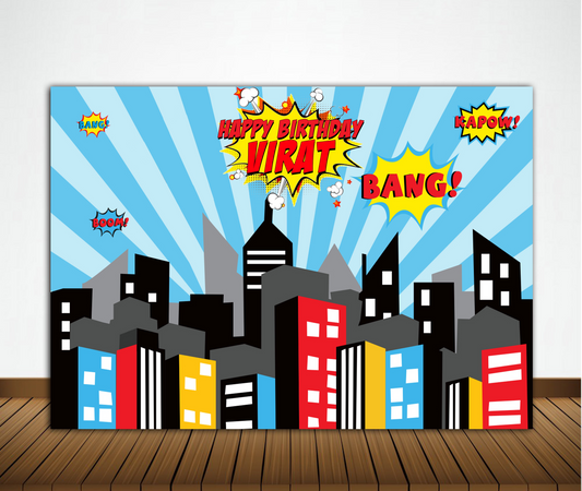 Super Hero Theme Party Backdrop 