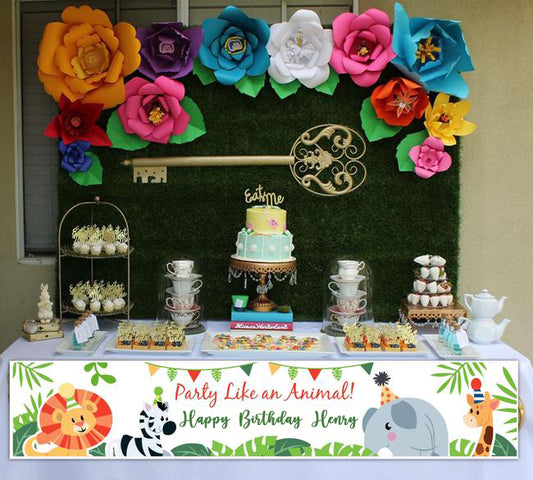 Jungle Theme Birthday Long Banner for Decoration