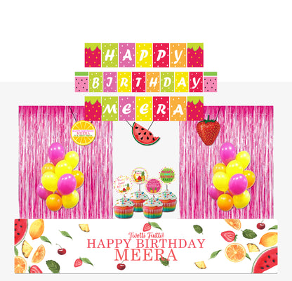 Twotti Fruity Theme Birthday Complete Party Kit with Backdrop & Decorations