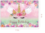 Personalize Unicorn Birthday Party Backdrop Banner