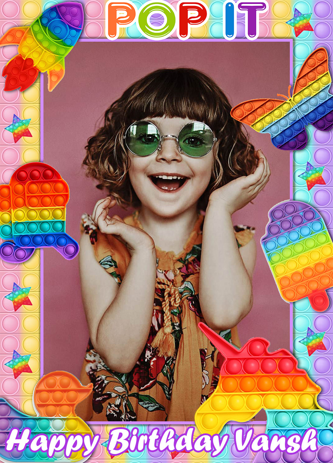 Pop It Theme Birthday Party Selfie Photo Booth Frame & Props
