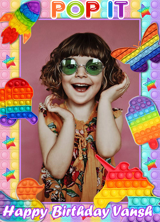 Pop It Theme Birthday Party Selfie Photo Booth Frame & Props