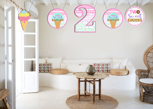 Two Sweet Theme Birthday Party Hanging Set for Decoration 