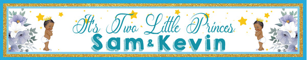 Twin Boys Theme Birthday Long Banner for Decoration