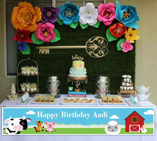 Farm Animal Theme Birthday Long Banner for Decoration