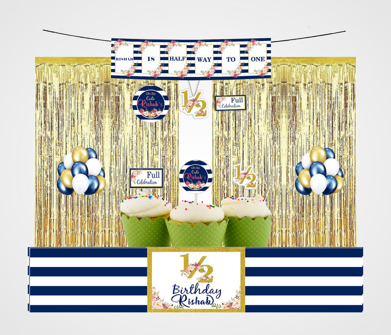 Half Birthday Decoration Kit With Foil Curtain (Boys)