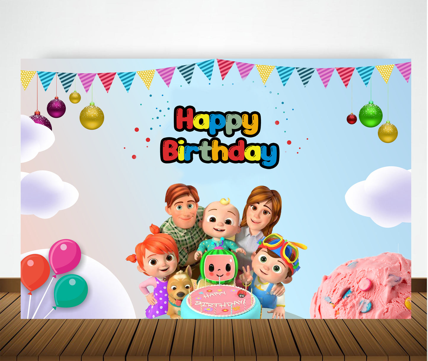 Cocomelon Theme Birthday Party Backdrop