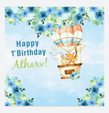 Personalize Hot Air Birthday Backdrop Banner