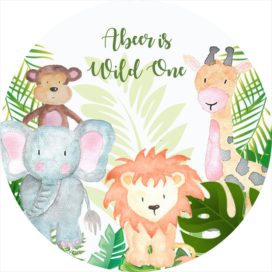 Personalize Round Jungle Backdrop Banner