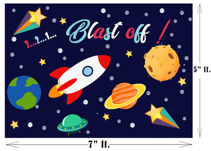 Personalize Space Birthday Backdrop Banner