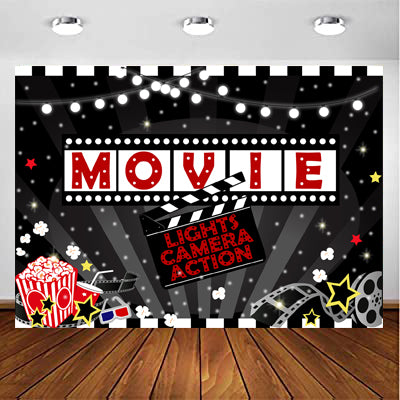 Movie Night Theme Backdrop for Decorations