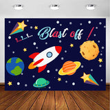 Personalize Space Birthday Backdrop Banner