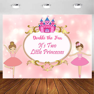 Twin Girls Theme Birthday Party Decoration Kit with Backdrop & Balloons