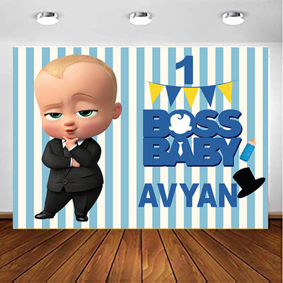 Personalize Boss Baby Birthday Backdrop Banner